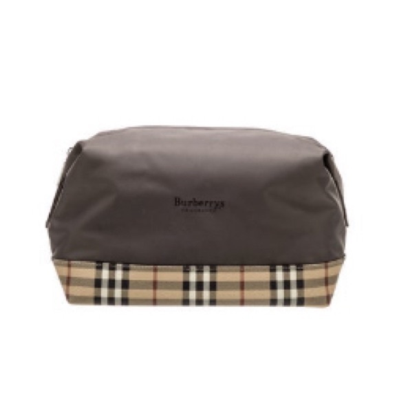 large Burberry Grey novelty pouch with check pattern on bottom - Picture 1 of 7